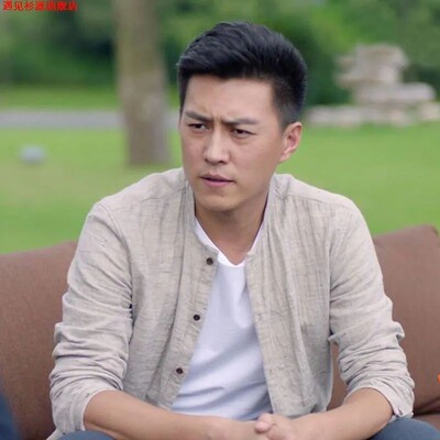 老谭同款时尚青年棉麻衬衫男长袖
