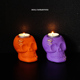 饰 橙紫色哑光陶瓷烛台哥特风摆件装 出口欧式 万圣节恐怖骷髅头个性