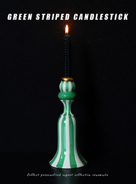 绿色罗马柱造型陶瓷烛台
