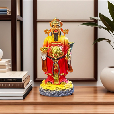 树脂彩绘站文财神家用福禄寿