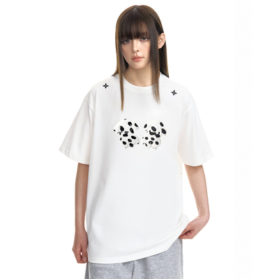 CHOSEN1CH斑点狗贴布刺绣短袖T恤男女夏季防晒美式宽松休闲半袖潮