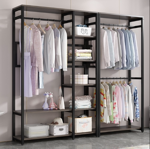 开放式组合落地衣帽架家用卧室抽屉收纳衣帽间现代金属砌墙衣柜间