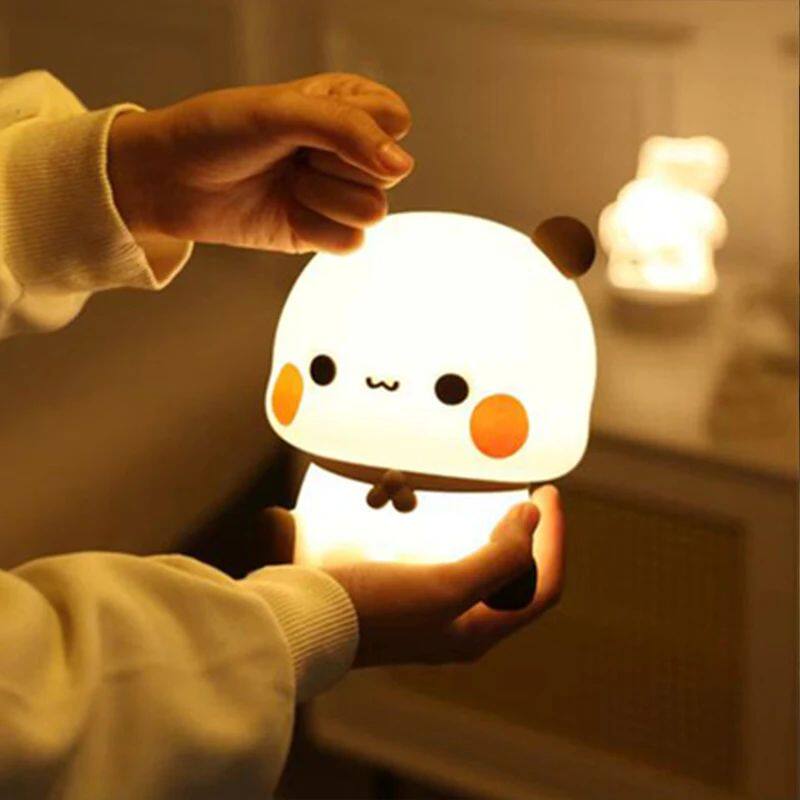 카와이 베어 팬더 부부와 두두 LED 야간 조명 램프 귀여운
