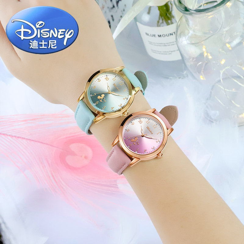 迪士尼初中手表女学生手表电子表儿童手表大童防水夜光指针式中学
