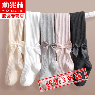 外穿公主女孩宝宝洋气白色春夏 纯棉女童打底裤 儿童连裤 袜春秋薄款