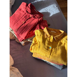 亲肤纯棉家居服套装 大码 纹棉纱睡衣女2026年春秋新款 韩系简约风格