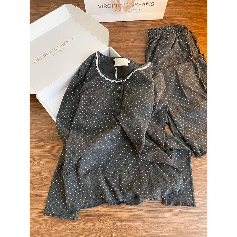 韩系碎花蕾丝花边大码睡衣女春秋2026新款保暖长袖长裤家居服套装,女士内衣/男士内衣/家居服,睡衣/家居服套装,淘宝优惠券,粉丝福利购,淘宝优惠卷