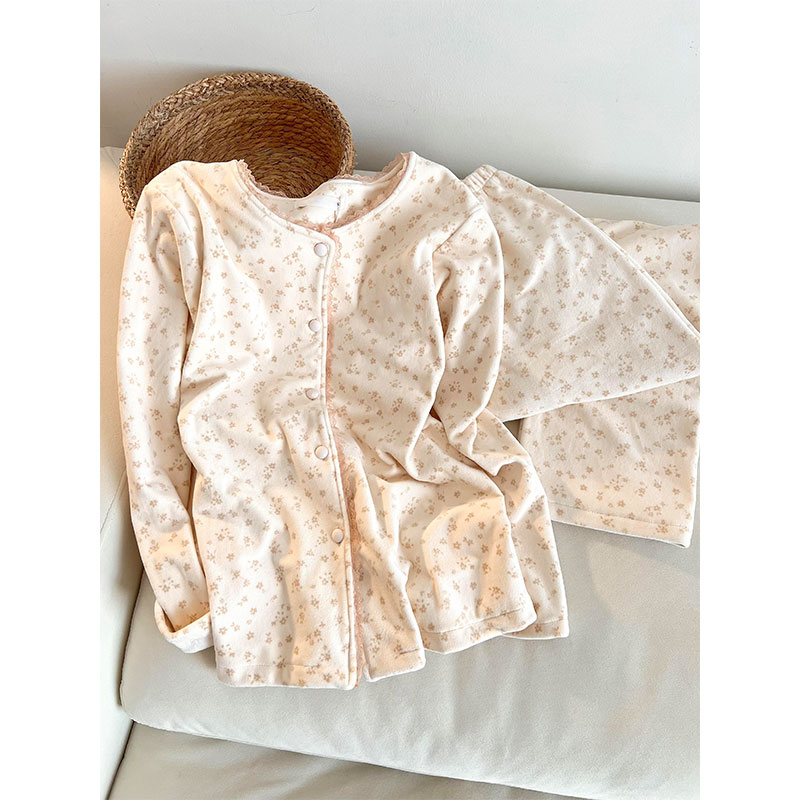 可爱甜美碎花德绒睡衣女2025秋冬