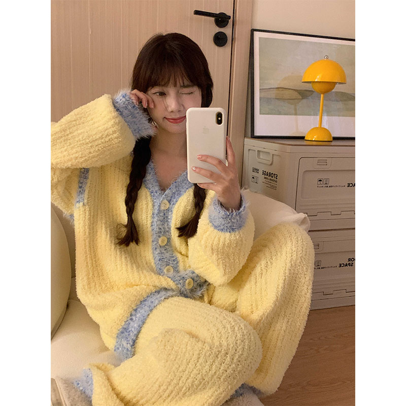 新款加厚冬季高级感毛绒大码睡衣