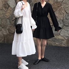 宽松雪纺中长款 连衣裙女学生长裙裙子闺蜜 长袖 韩版 2019春夏季 新款