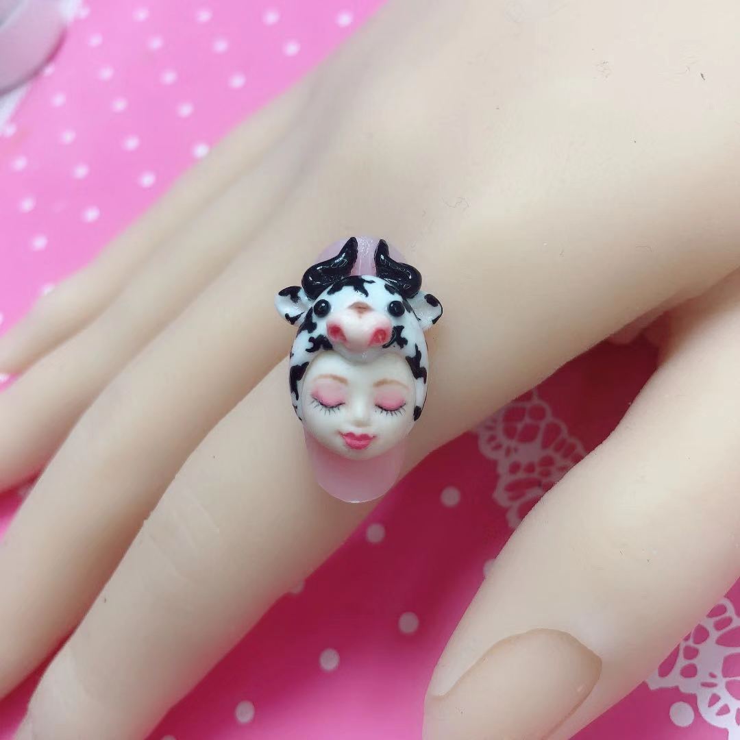 阿莹宠儿纯手工福娃牛宝宝雕花模具美甲光疗可反复使用可爱
