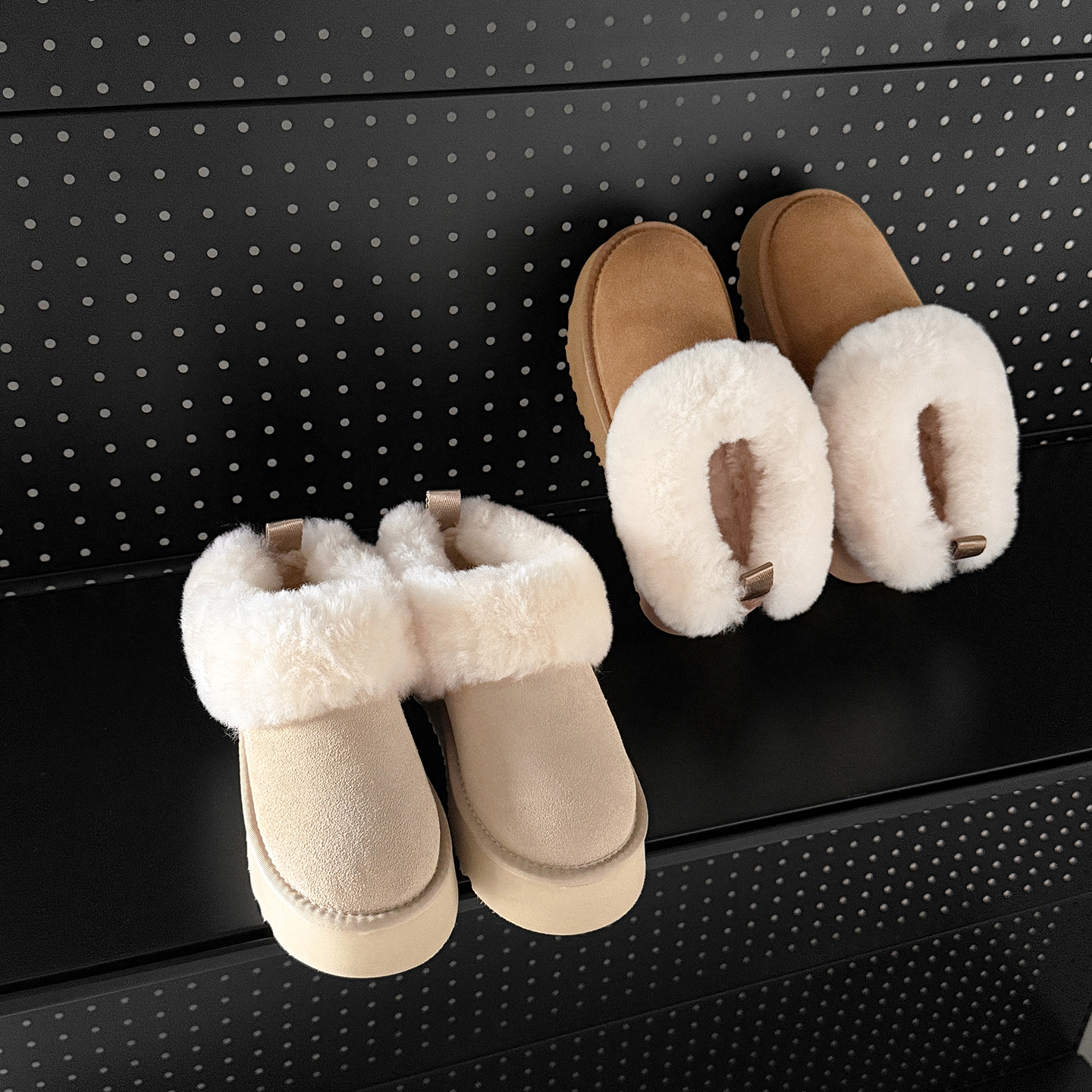 简约圆头深口长绒套脚毛毛鞋