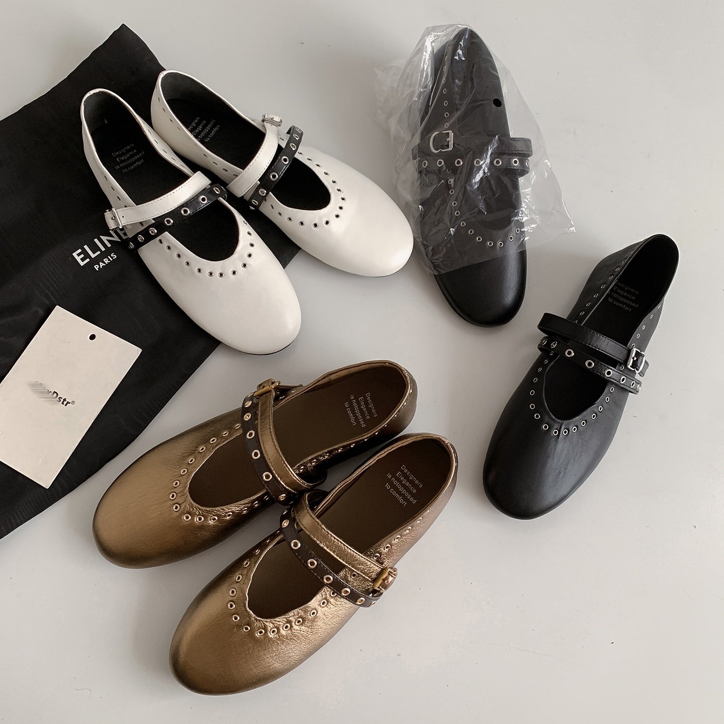 圆圆妈2026春季简约浅口鞋铆钉一字带玛丽珍柔软舒适平跟羊皮女鞋,女鞋,玛丽珍鞋,淘宝优惠券,粉丝福利购,淘宝优惠卷