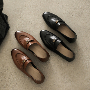圆圆妈2026春季复古女鞋子中口里外全皮乐福鞋休闲百搭学院风单鞋