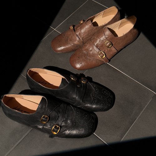 复古内增高皮带扣简约百搭乐福鞋