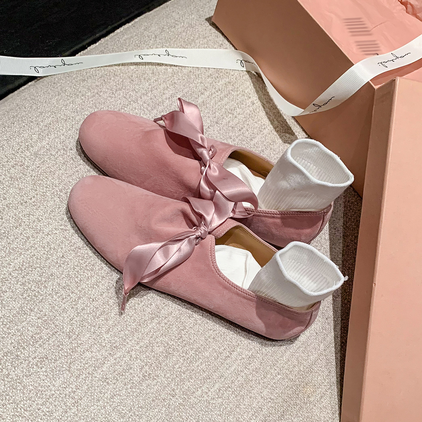 圆圆妈2026春季简约圆头深口豹纹系带芭蕾鞋舒适百搭平跟羊翻女鞋,女鞋,深口单鞋,淘宝优惠券,粉丝福利购,淘宝优惠卷