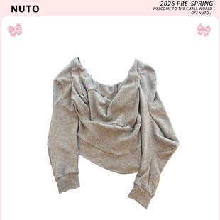 NUTO 设计感垂摺领胸衣式卫衣女春2026新款辣妹气质时髦修身短上