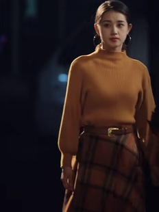 原版东北爱情往事闪婚玫瑰郭宇欣杨春融同款半高领毛衣格子裙子女