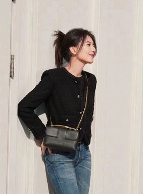 高圆圆同款黑色小香风外套女法式高级感富家千金短款上衣2025新款