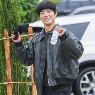 原版 皮衣外套翻领夹克上衣男衣服潮 请回答1988十周年朴宝剑同款