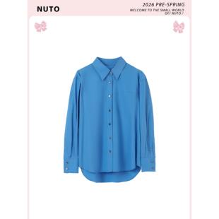 NUTO【现货】经典通勤显白宽松POLO领衬衫上衣26春新款简约纯色女