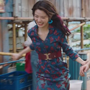 原版岁月有情时徐若晗叶春春同款衬衫连衣裙v领长袖裙子女衣服潮