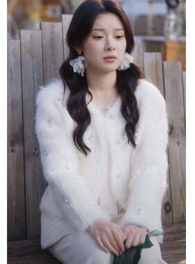 原版短剧攀高枝刘夕语温时宜同款毛绒外套小香风开衫上衣女衣服潮