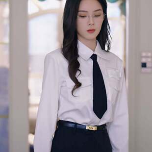原版短剧雯月周嘉怡杨雯月同款衬衫上衣翻领白色衬衣裤子女衣服潮