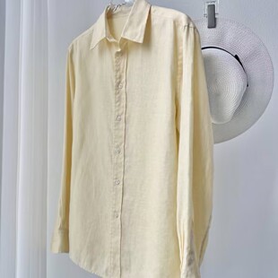 100%亚麻衬衫 女老钱风进口法国麻酵素洗宽松休闲通勤翻领26春夏新