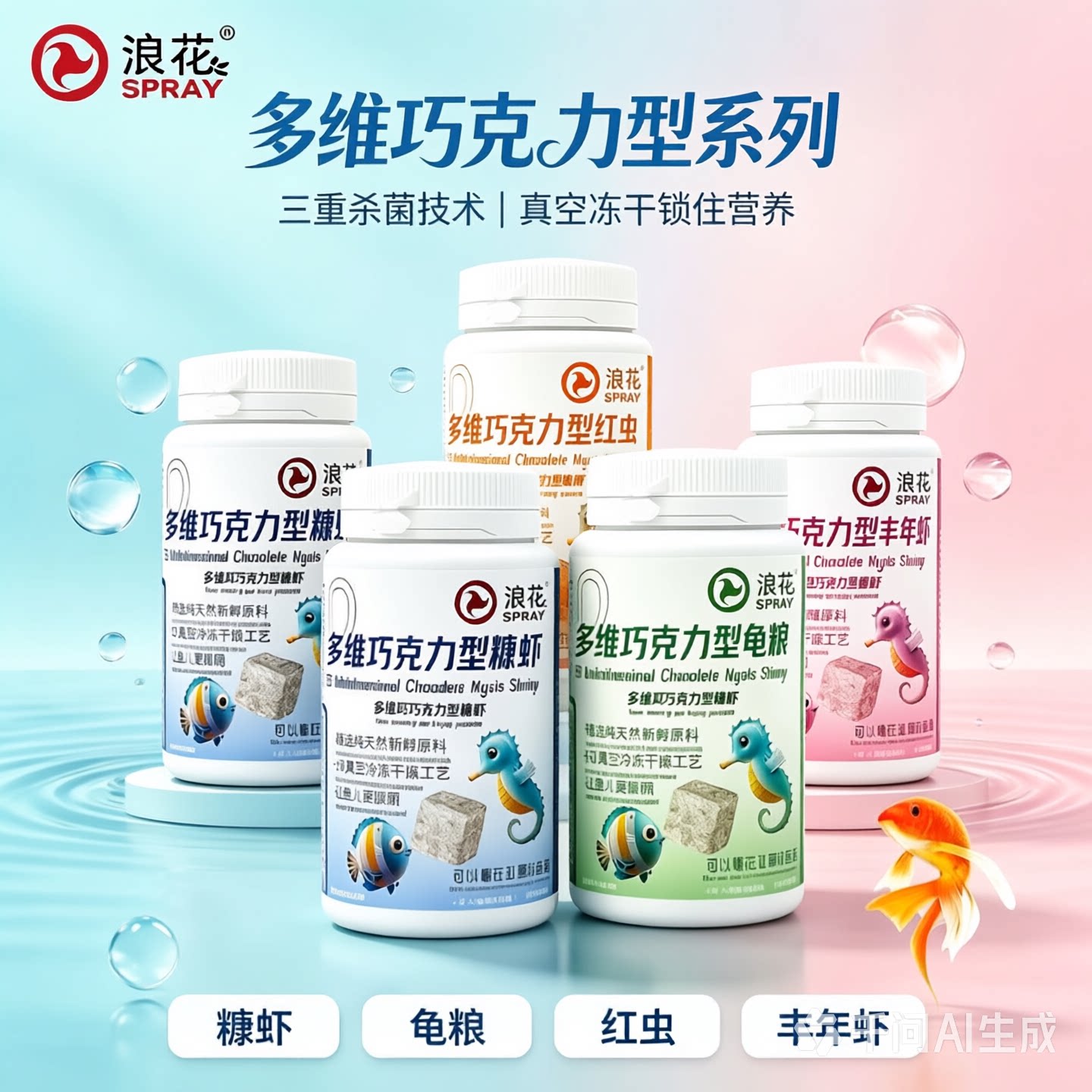 浪花冻干鱼食观赏鱼饲料巧克力型增色增肥发色鱼粮通用型鱼食