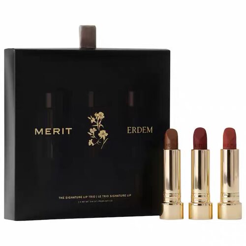 新款 海淘MERIT x Erdem Signature合作款口红套装3x2.8g正装