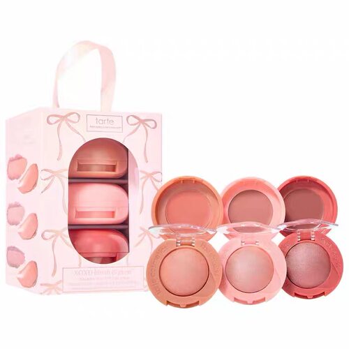 新款海淘tarte xoxo blush & glow macaron腮红套装3x4.6g