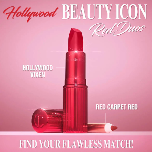 部现 新款Charlotte Tilbury CT好莱坞唇膏红管Hollywood粉金口红