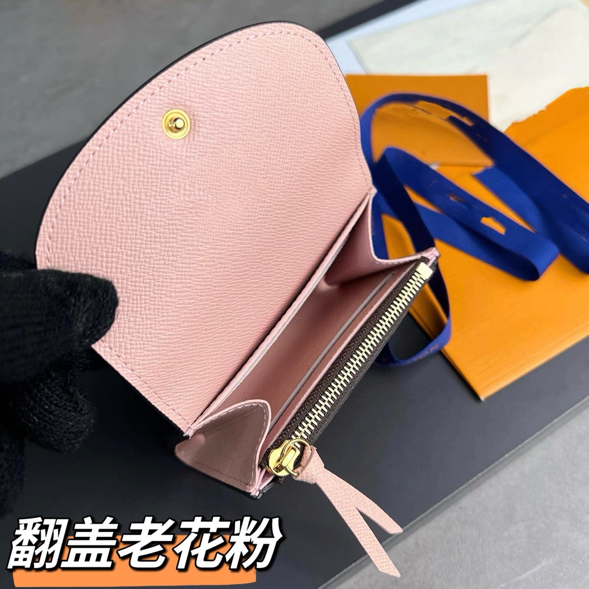 真皮钱包2025新款老花三折豆豆女士短款零钱包多卡位高档钱夹小包