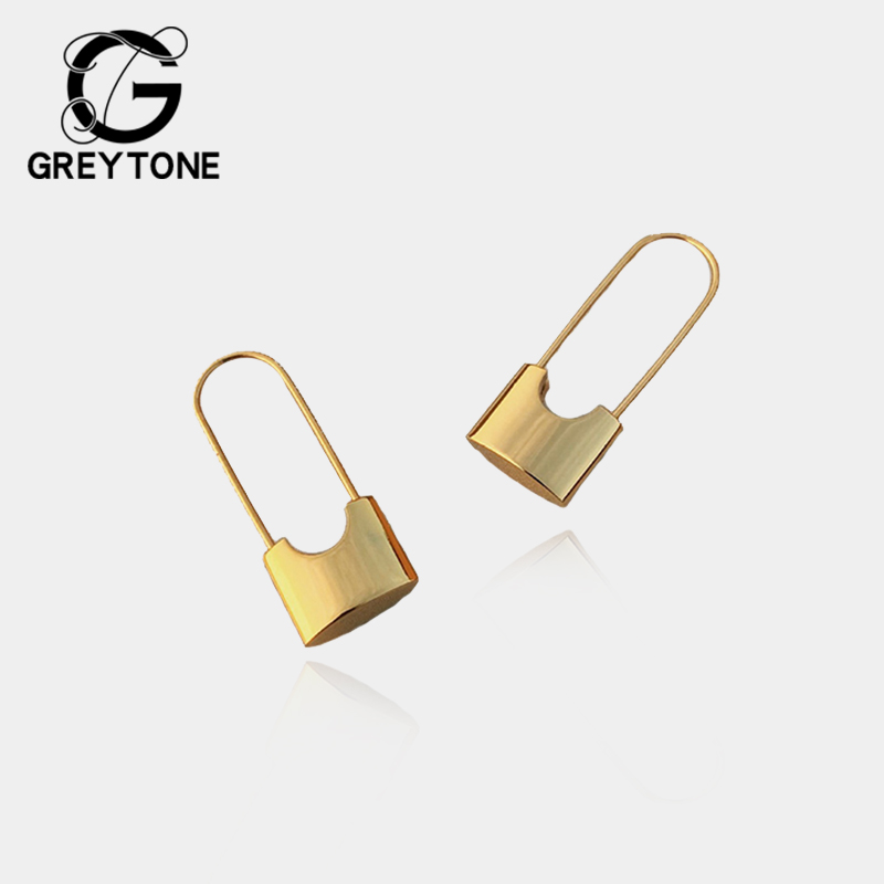 Greytone 2020 new lock earrings are simple, simple, light and luxurious, fashionable and creative, European and American original earrings