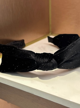 cookie饰品韩国简约舒适港风黑色丝绒蝴蝶结发箍女高级气质头箍