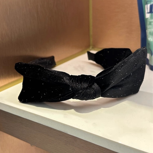 cookie饰品韩国简约舒适港风黑色丝绒蝴蝶结发箍女高级气质头箍