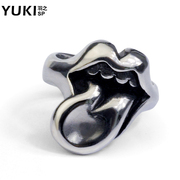 YUKI men''s rings rings European fashion titanium steel finger ring tongue ring City Boy Club accessories