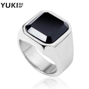 YUKI men''s rings rings Korea fashionable Korean personality index finger ring titanium steel ring City boy black zircon