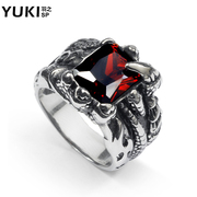 YUKI men''s defensive ring Europe and retro Ruby character index finger ring titanium Steel City Boy Club accessories