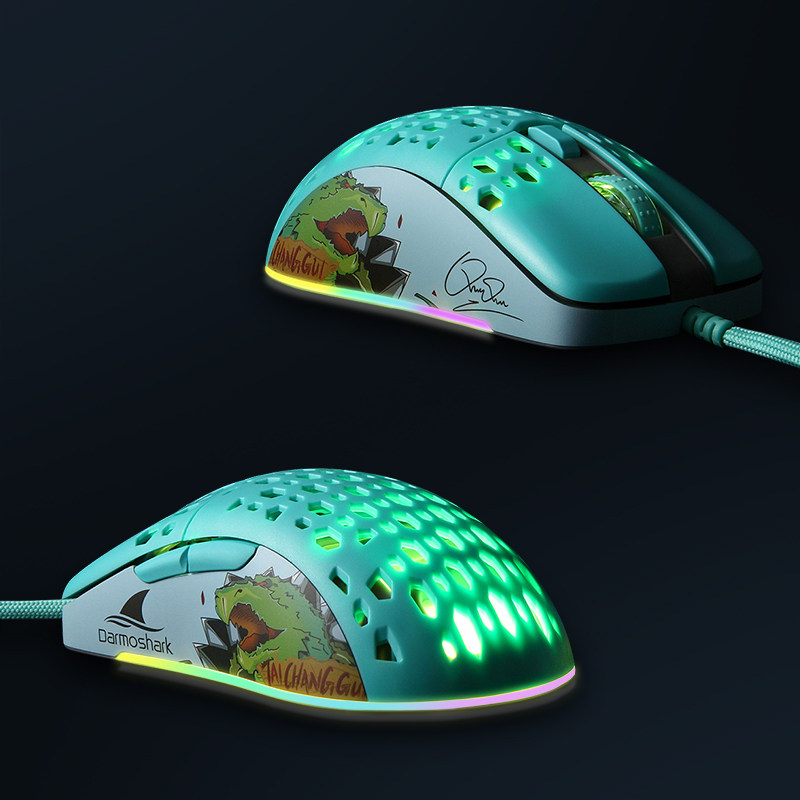 DARMOSHARK QUQU 공동 브랜드 M1 HONG 3389 고급 칩 경량 홀 마우스 CSGO 치킨