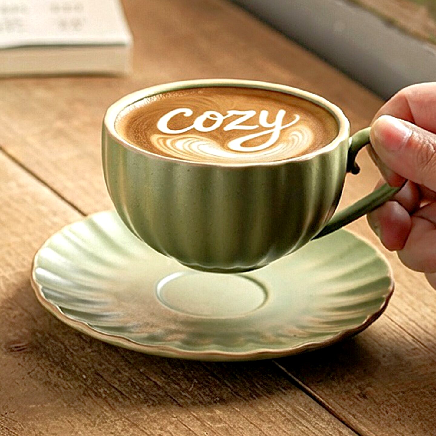 漂亮的咖啡杯中古粗陶杯子带把手茶杯家用水杯马克杯红茶杯高颜值
