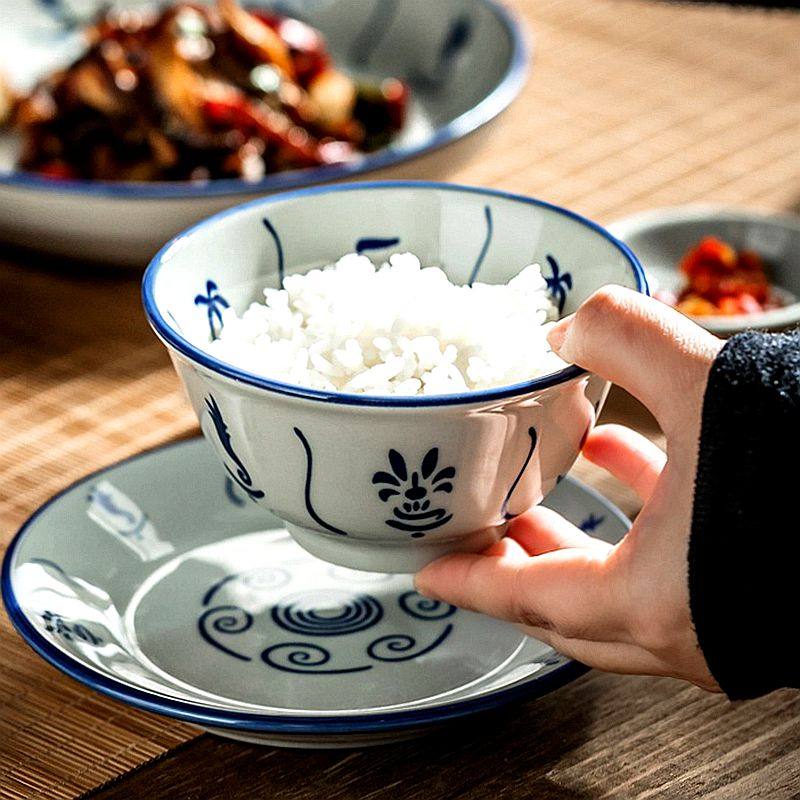 碗碟套装家用碗个人专用陶瓷饭碗甜品碗吃饭的碗一整套老式青花碗,厨房/烹饪用具,配菜/备菜盘,淘宝优惠券,粉丝福利购,淘宝优惠卷