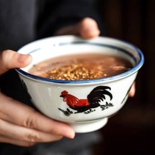 老式怀旧公鸡碗瓷碗家用5英寸碗