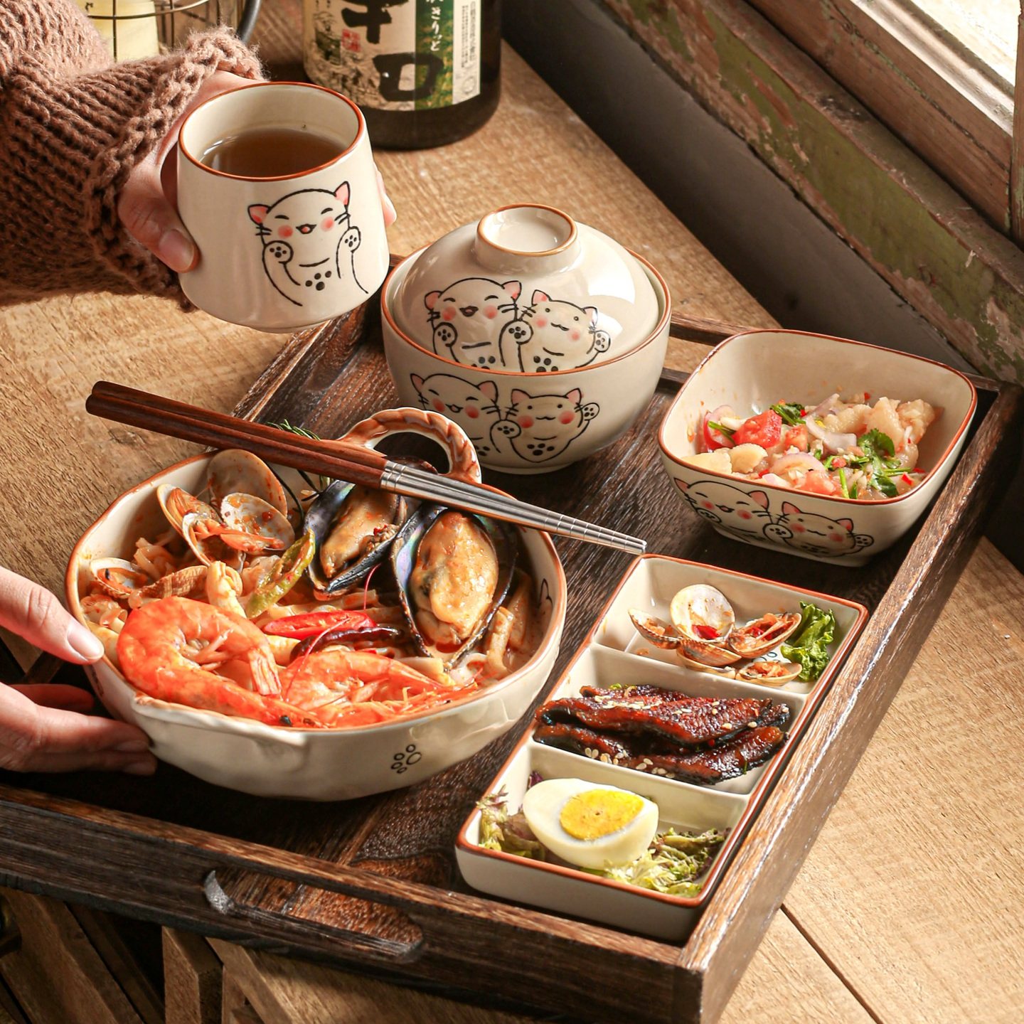 减肥餐盘一人食精致一套碗饭碗水杯民宿早餐餐具套装盘子家用菜盘