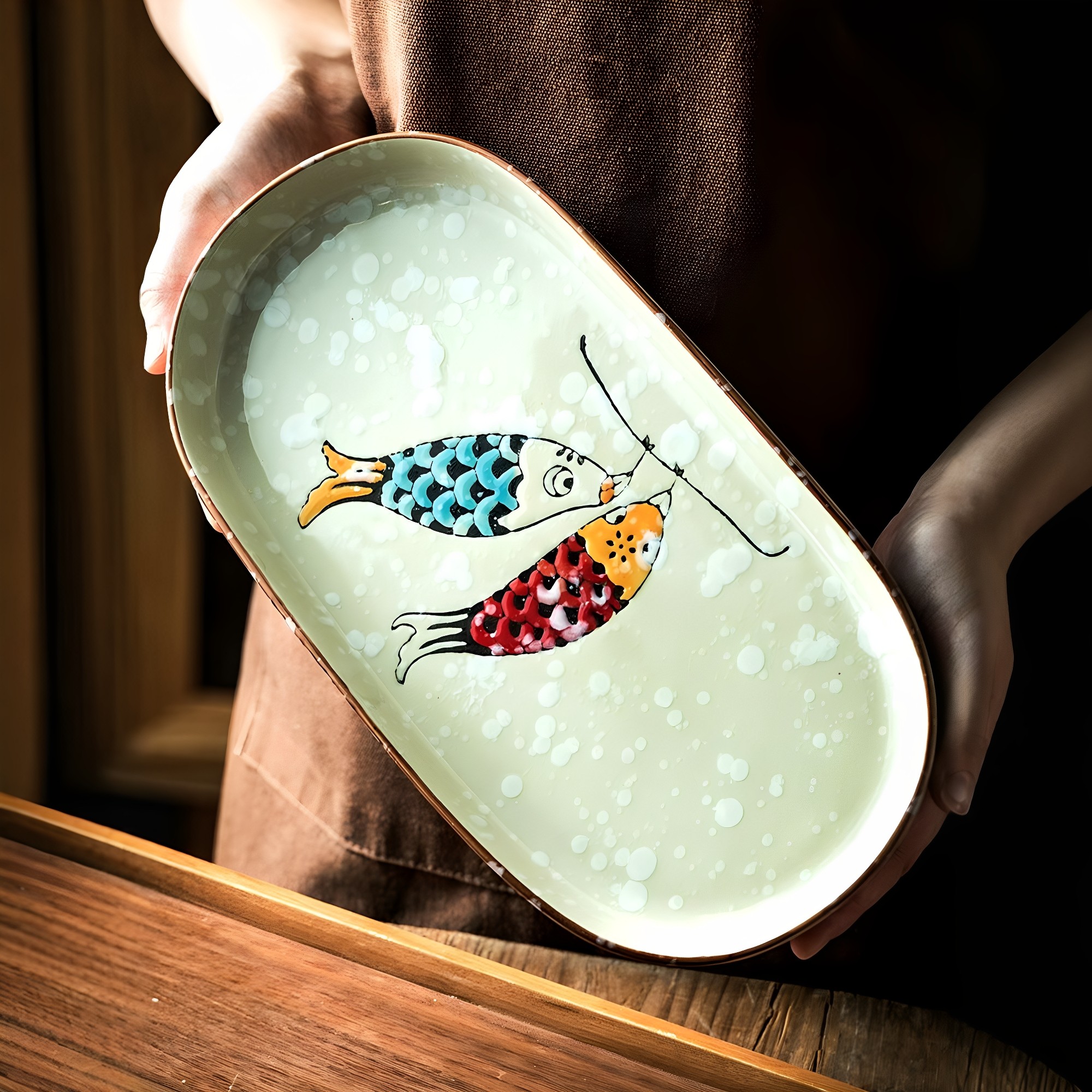 鱼盘家用蒸鱼盘子高级感餐盘陶瓷蒸盘椭圆盘深盘菜盘长碟子釉下彩,厨房/烹饪用具,配菜/备菜盘,淘宝优惠券,粉丝福利购,淘宝优惠卷