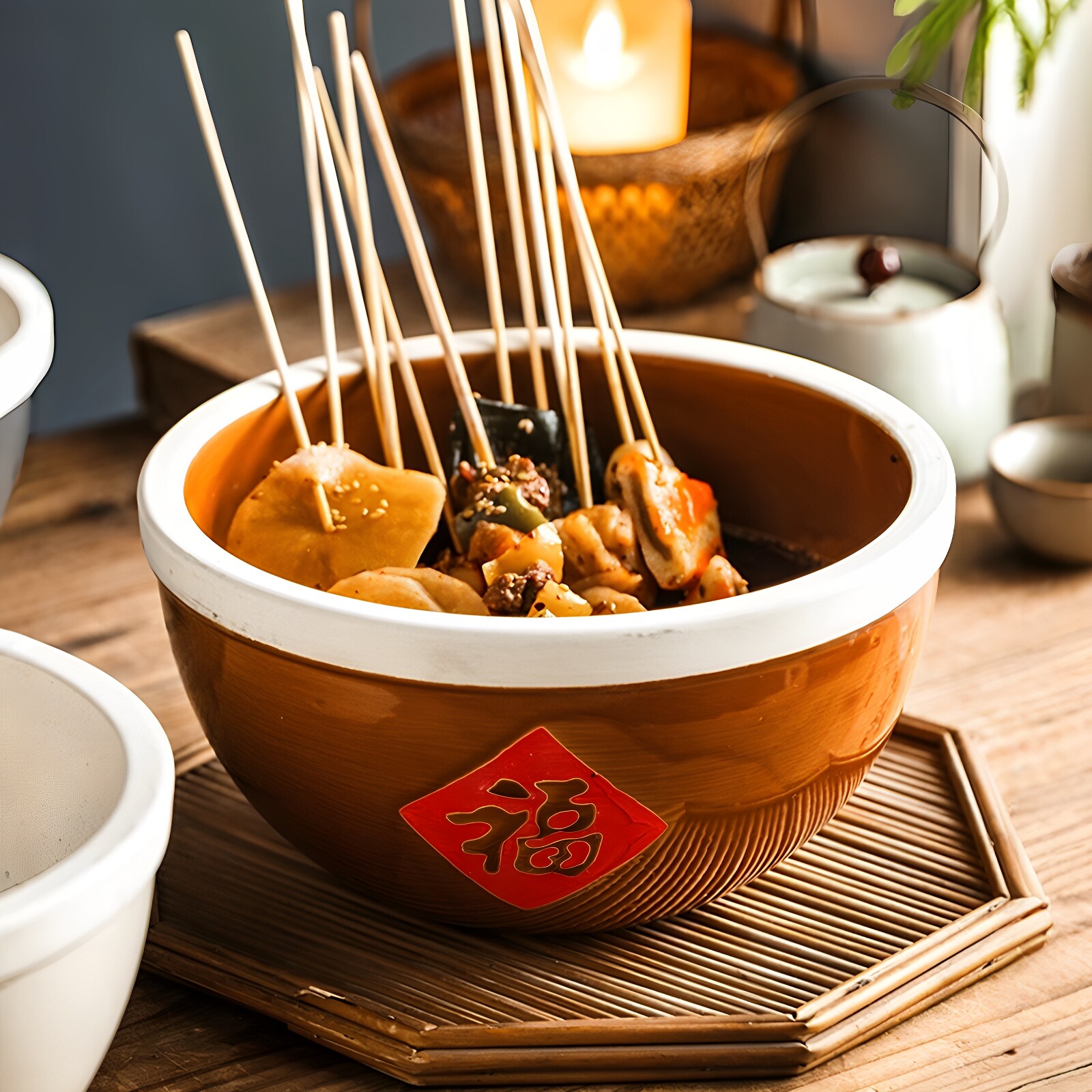 带福字的碗麻辣烫大碗酸菜鱼汤盆图片