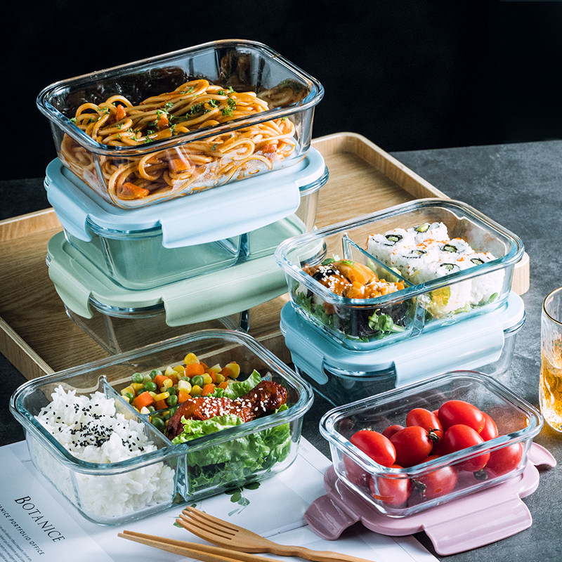 大学生便当盒带盖饭盒便捷分隔玻璃盒微波炉加热办公上班族饭盒子,餐饮具,饭盒/保温桶/保温提锅,淘宝优惠券,粉丝福利购,淘宝优惠卷