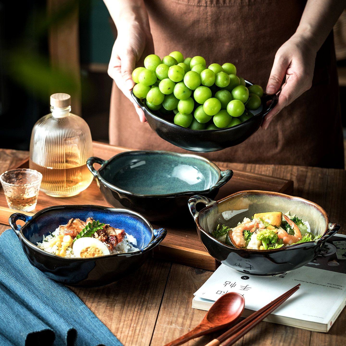 双耳石锅拌饭碗高颜值新款陶瓷碗汤碗面碗餐具家用大碗盘子高级感,餐饮具,碗,淘宝优惠券,粉丝福利购,淘宝优惠卷