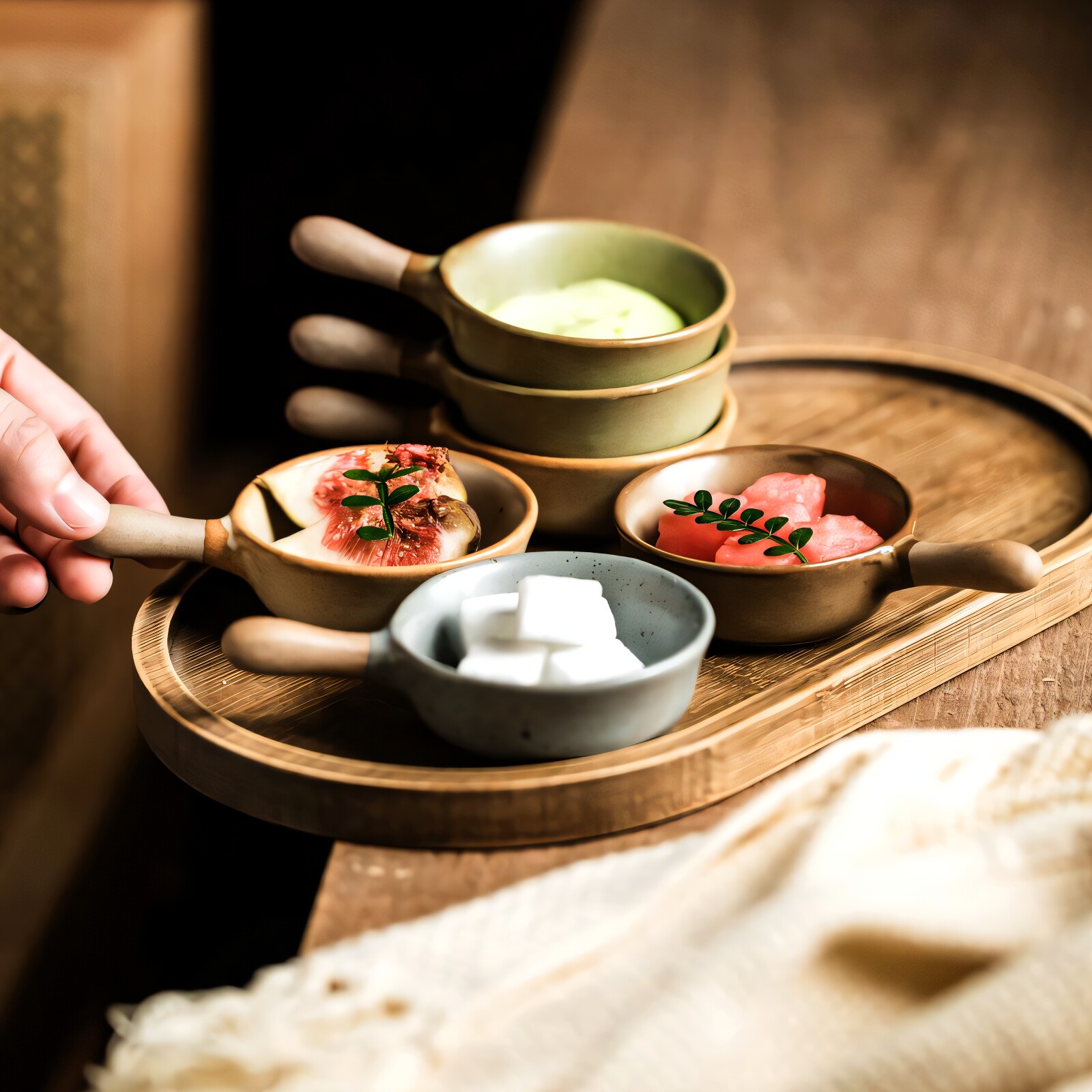 手持碟小盘子碟子精致酱料小碗图片